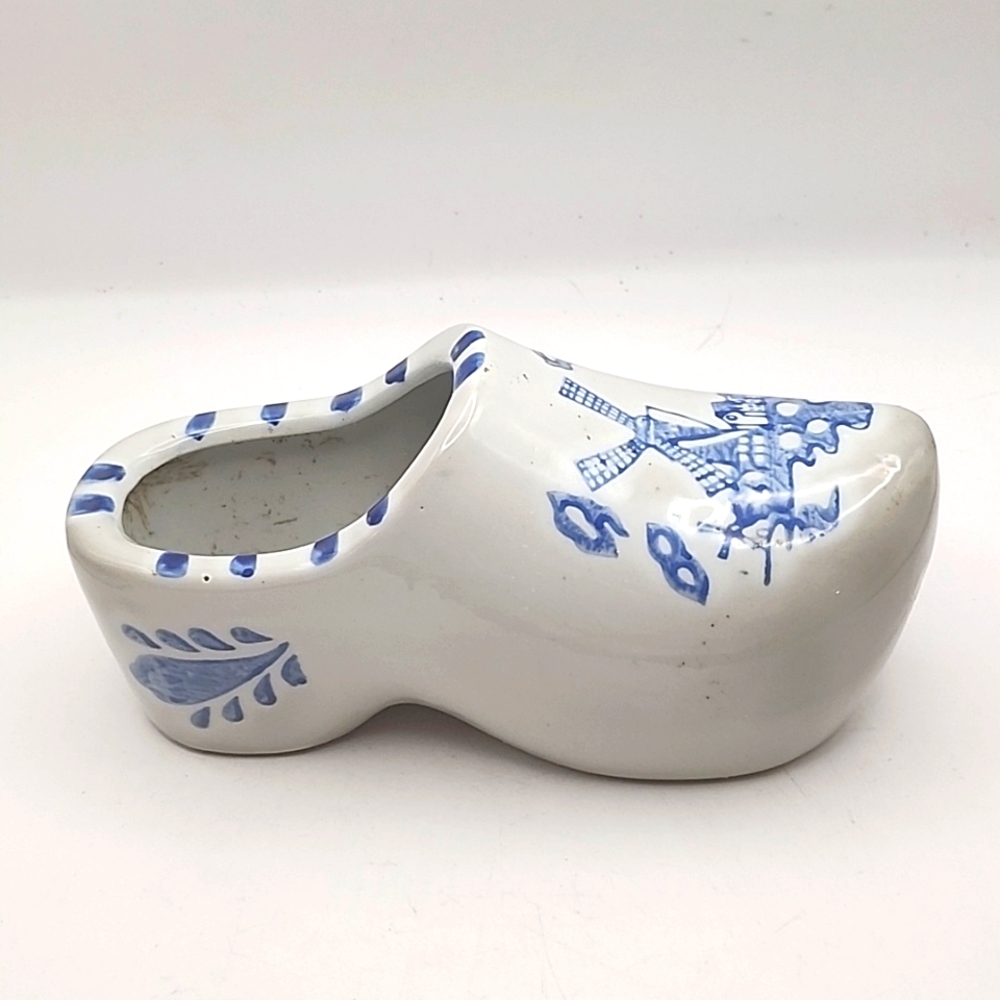 Vintage Delft Blue & White Hand Painted Dutch Shoe